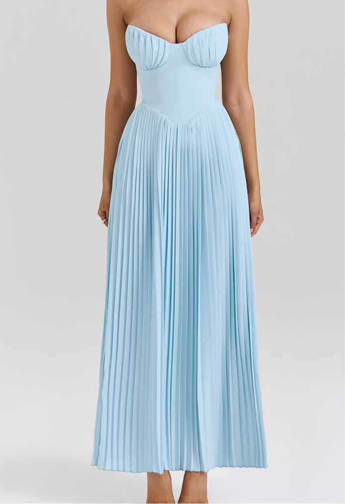 Blue Strapless Slimming