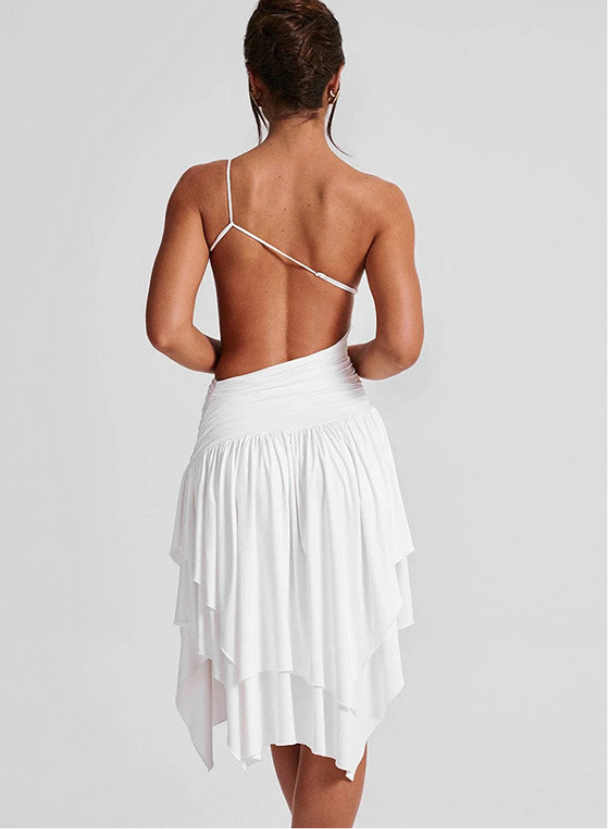 Shoulder Hollow Backless High Waist Short Dress