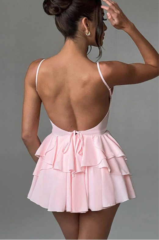 Double-layer Swing Backless Slip Dress